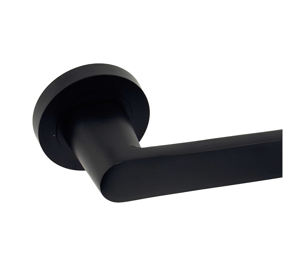 image 1 of AXS Harlem Door Handles on Rose - Door Pack - Latch Door - Black