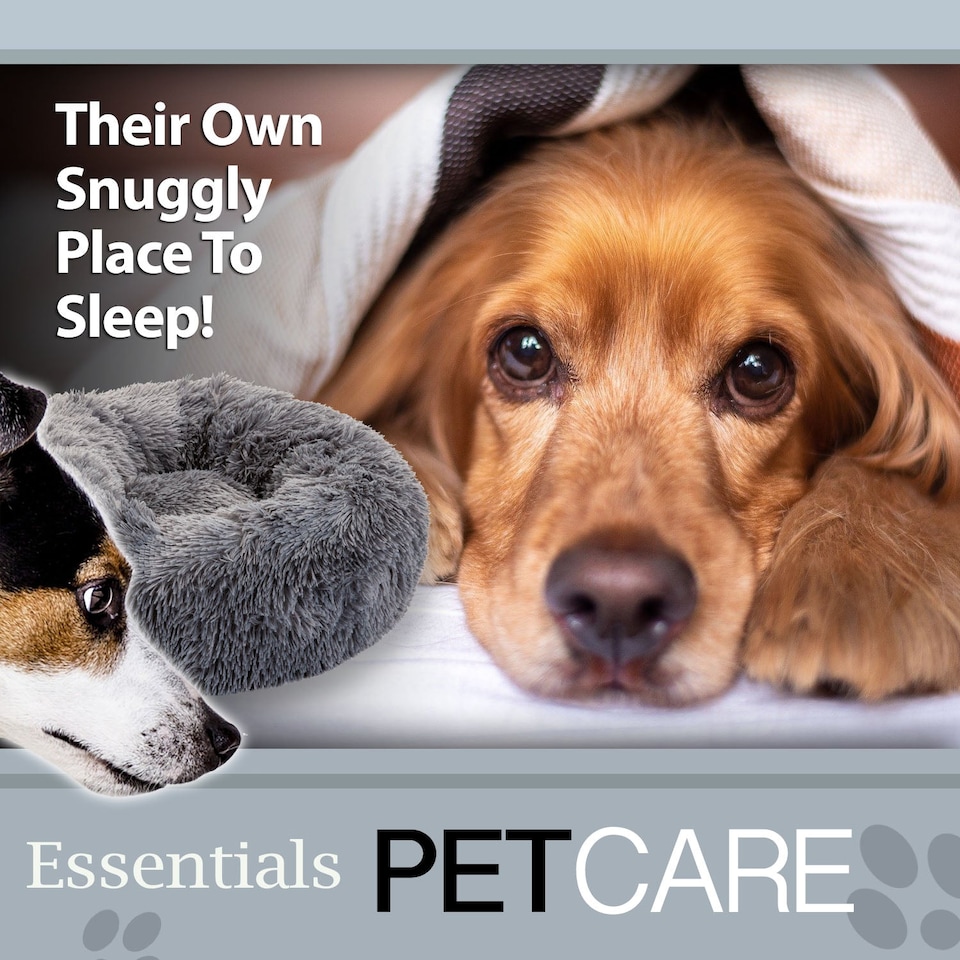 image 1 of VFM e-Store Dark Grey 50cm Donut Pet Bed - Super Fluffy for Small Dogs & Cats