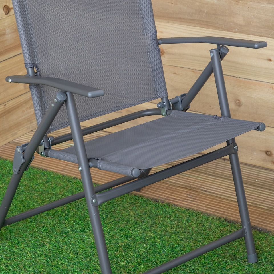 image 1 of Set of 4 Outdoor Multi-Position Textoline Garden Chairs in Grey
