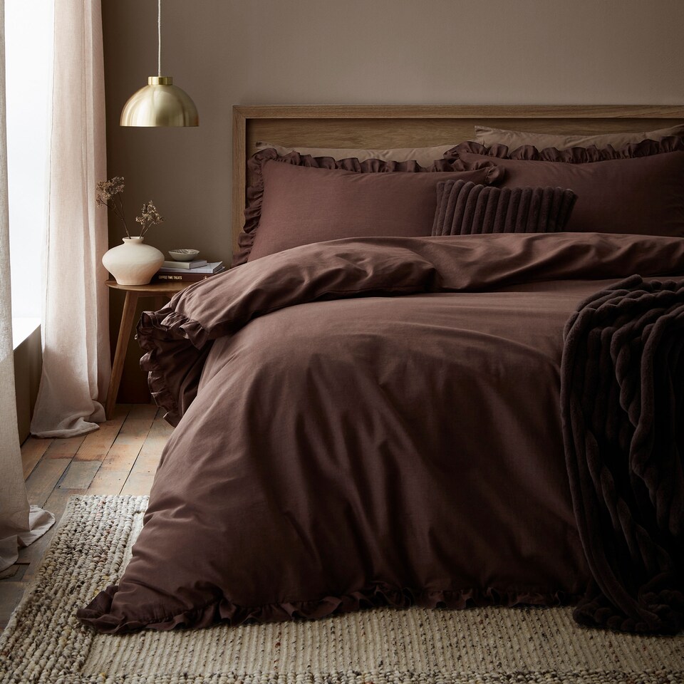 image 1 of Appletree Cassia Frill Duvet Cover Set Chocolate