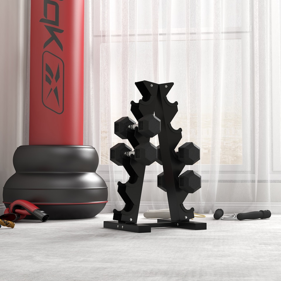 image 1 of HOMCOM Hexagonal Dumbbells Kit Weight Lifting Exercise for Home Fitness 2x4kg