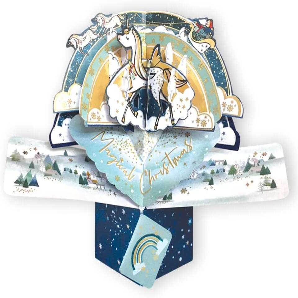 image 1 of Magical Unicorn 3D Pop Up Christmas Greeting Card