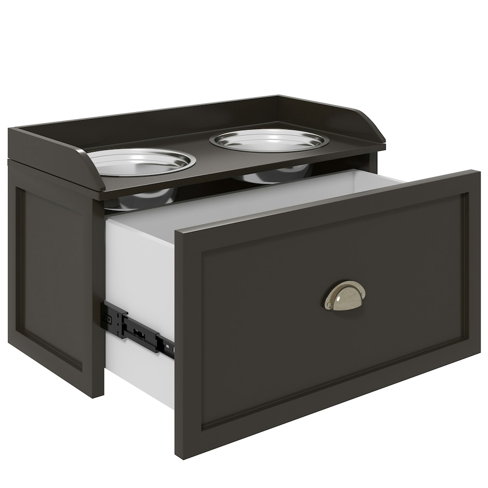 image 1 of PawHut Stainless Steel Raised Dog Bowl w/ 21L Storage Drawer, for Large Dogs