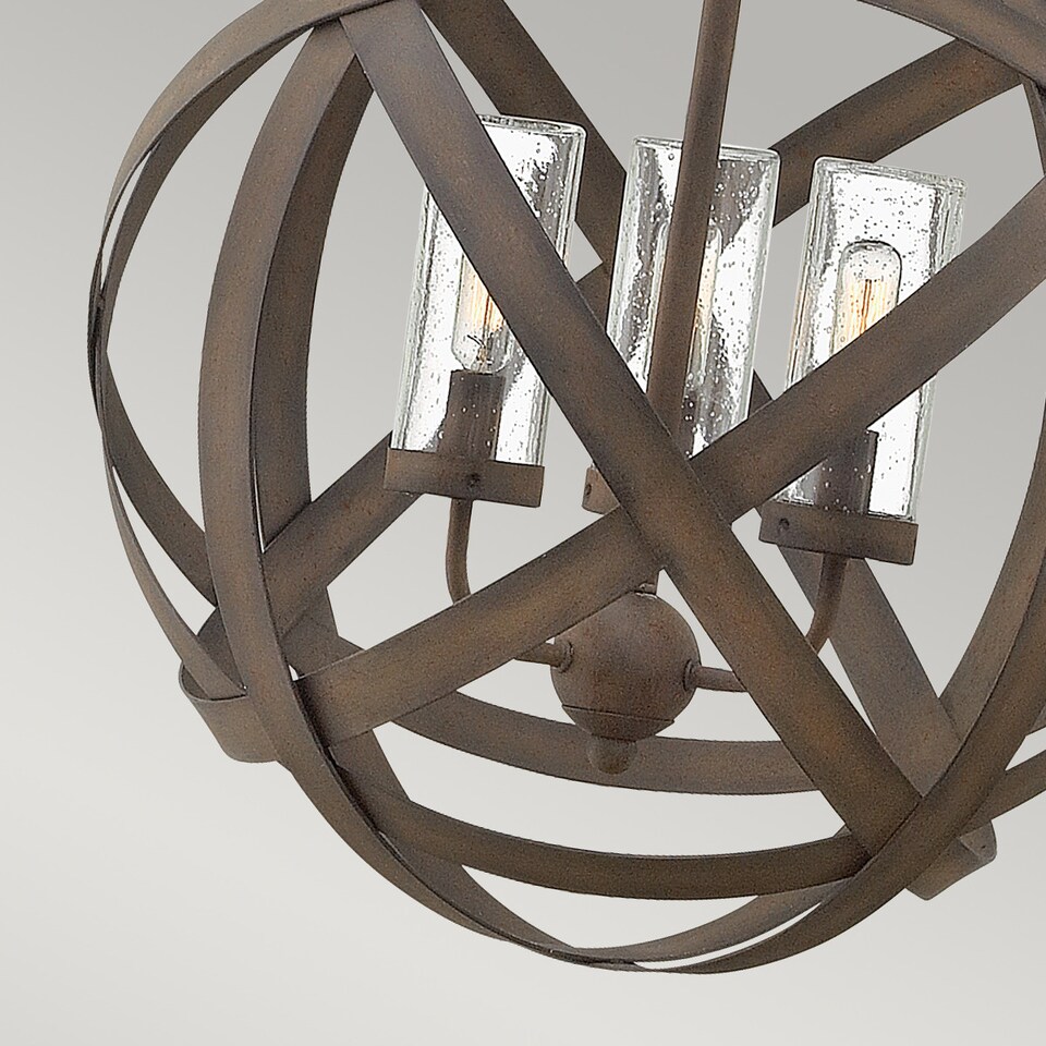 image 1 of Carson 3 Light Outdoor Ceiling Pendant Light Iron IP44, E14