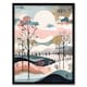image 1 of Winter Countryside Landscape Boho Pink Black Framed Wall Art Print A4
