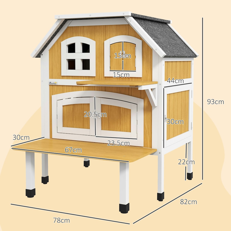 image 1 of PawHut Outdoor Cat House Cat Shelter w/ Openable Asphalt Roof, Escape Doors