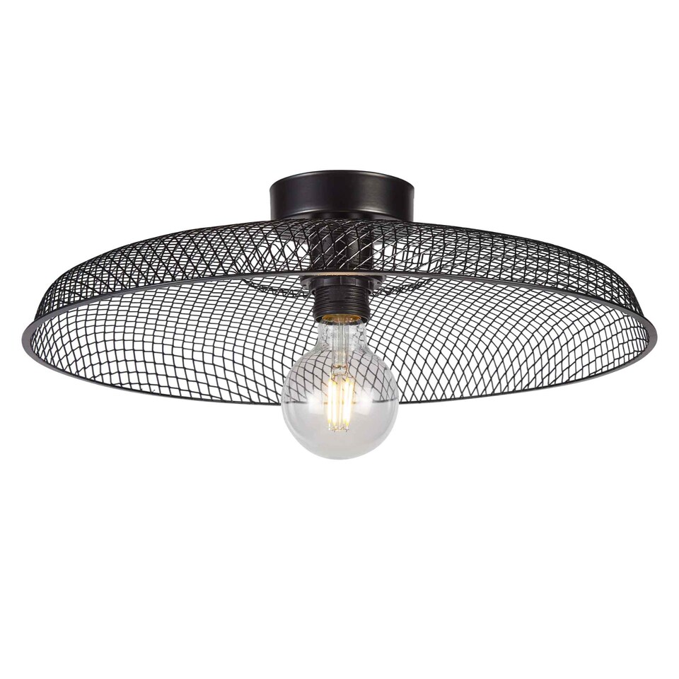 image 1 of Set of 2 Cassidy - Large Black Mesh Ceiling Flush Lights | Black | 2