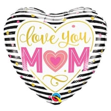 Love You Mom Heart Shape Foil Helium Qualatex Balloon 46cm / 18 in