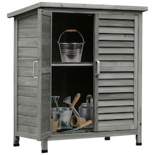 Outsunny Garden Storage Shed Solid Fir Wood Garage Organisation Grey