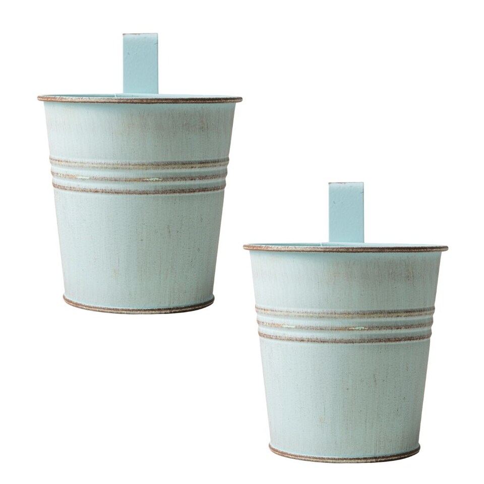 image 1 of FabFinds Teal Over Fence Plant Pot 9.5cm 2 Pack