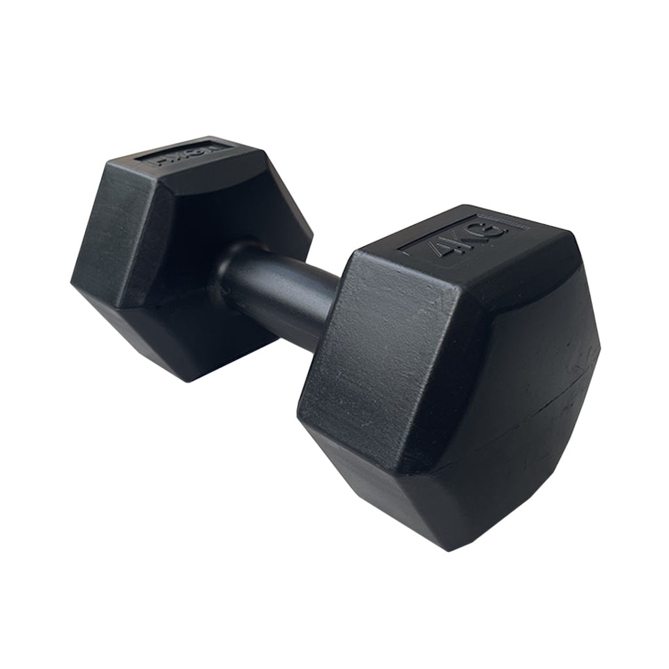 image 1 of HXGN 4kg Hex Vinyl Dumbbells (Pair) - Black | Black | BLACK | 4 kg