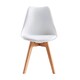 image 2 of Single Dining Chair with Solid Wooden Legs and Seat Cushion Pad White- Eva by MCC