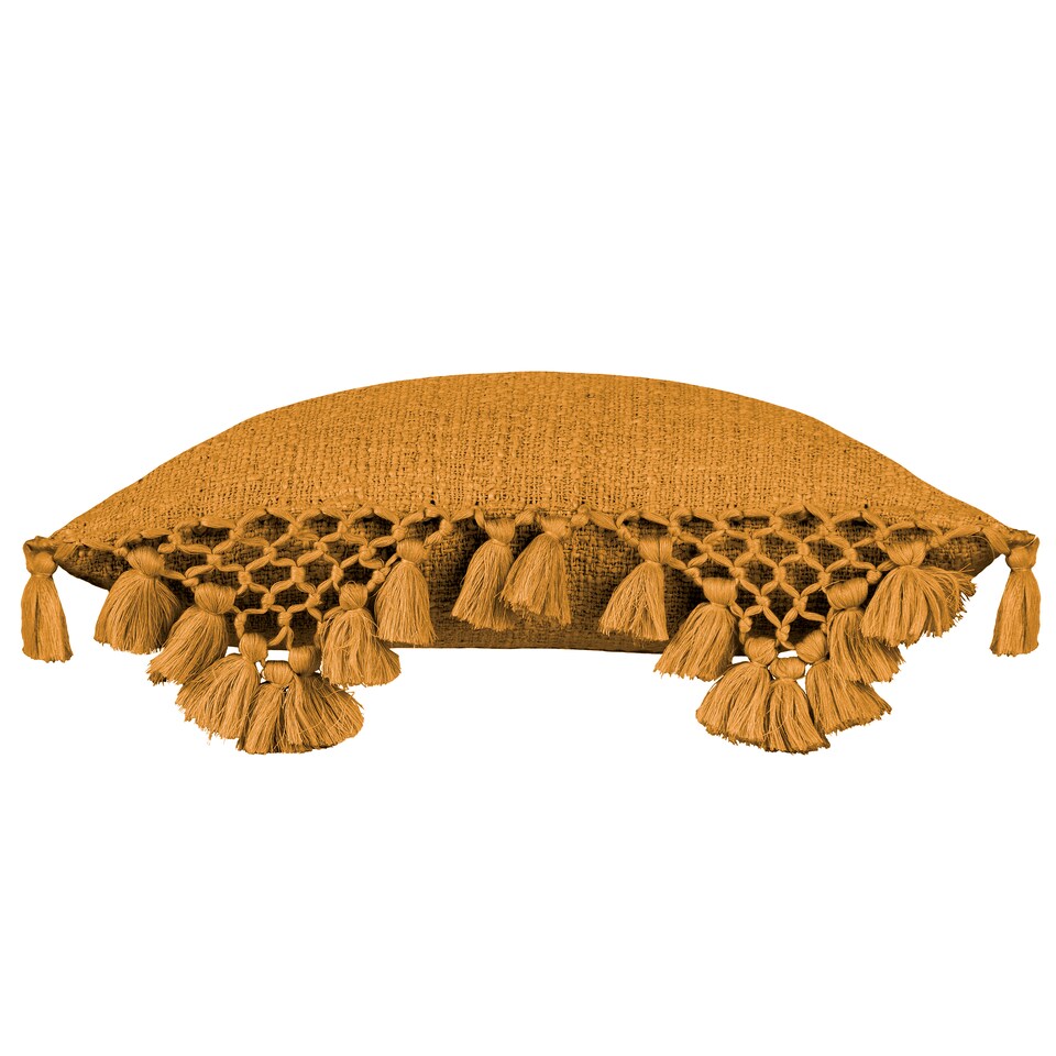 image 1 of Yard Anko Macramé Tassel Cushion, Ginger, 45 x 45cm