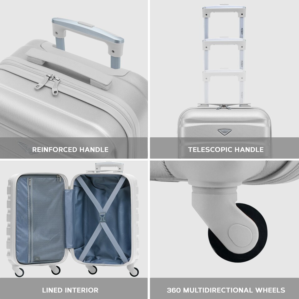 image 1 of 55x35x25cm Air France & KLM Maximum Size Cabin Carry On - Lightweight 4 Wheel ABS Hard Case Cabin Carry On Hand Luggage 35+ Airline Approved Silver | Silver | Cabin Bag