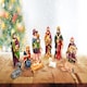 image 2 of LARGE Handmade Nativity Scene Birth Jesus Christ Wooden Stable Figurine House Sculpture Christmas Decoration Xmas Décor, W