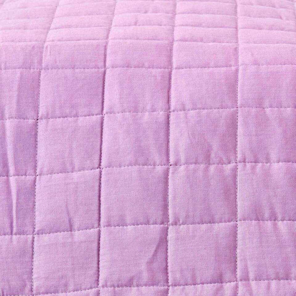 image 1 of Homescapes Cotton Quilted Reversible Bedspread Lavender Purple - 200 x 200 cm