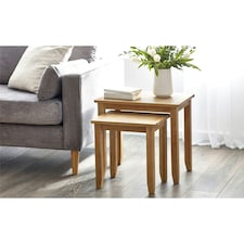 Classic Wooden Oak Nest of 2 Tables Brown