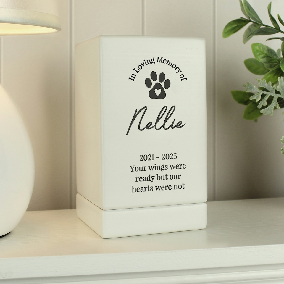 image 1 of Personalised Pet Memorial Small Wooden Urn