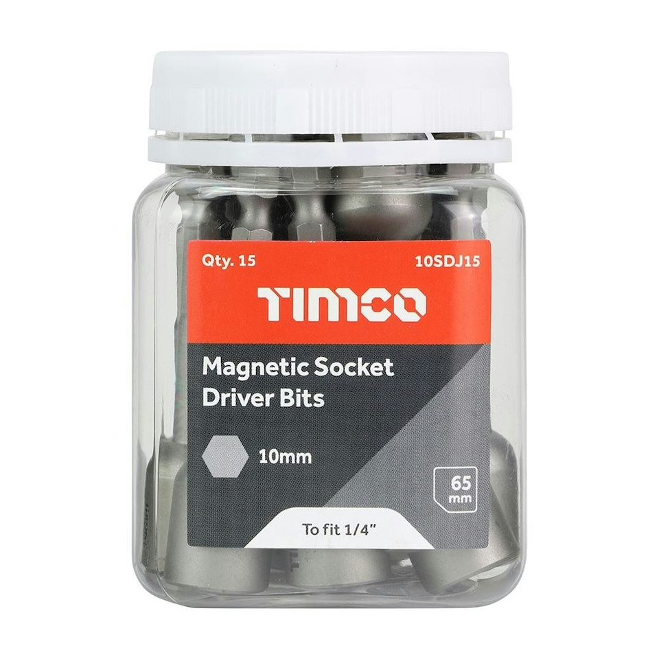 image 1 of Timco - Magnetic Socket Driver Bits - Hex (Size 10 x 65 - 15 Pieces)