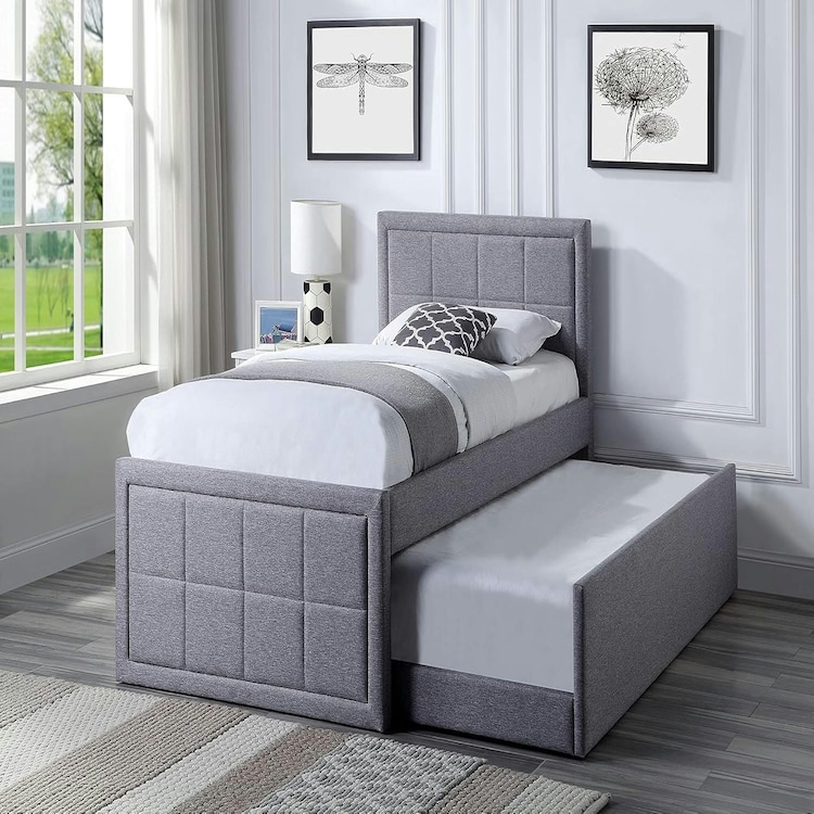Single Trundle Bed Frame Pull Out Bed Frame With 2 Pocket Sprung Mattresses