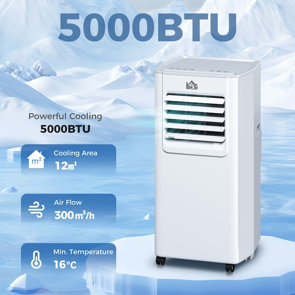 image 1 of HOMCOM 5000BTU Portable Air Conditioner 4 Modes LED Display Timer Home Office