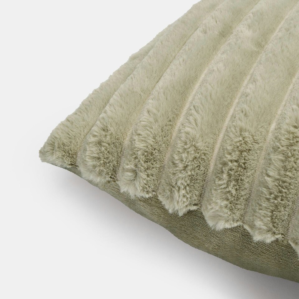 image 1 of OHS 4 x Faux Fur Matte Velvet Fleece Thick Ribbed Cushion Covers, 45x45cm - Sage Green | Green | Sage | 45x45cm | 4