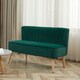image 2 of HOMCOM Modern Velvet Double Seat Sofa w/ Wood Frame Foam Padding High Back Soft Comfortable Compact Couch Home Office Green