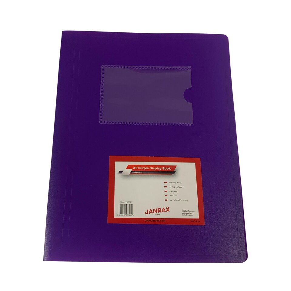 image 1 of A5 Purple Flexible Cover 40 Pocket Display Book