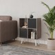 image 2 of Anthracite Oak 4-Cube Storage Unit with 2 Line Doors and Legs | Black | Black & White | 1
