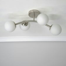ValueLights Jas Brushed Chrome 4 Way Ceiling Light with Opal White Frosted Glass Globe Shades