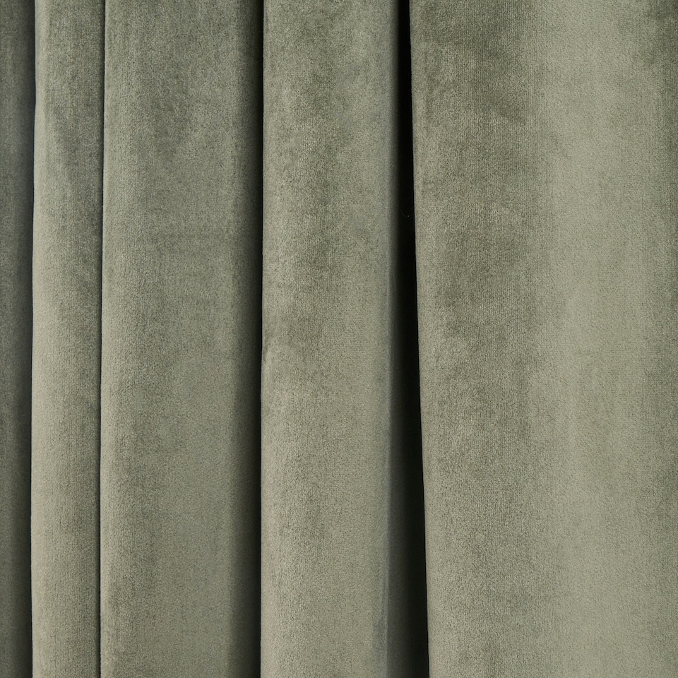 image 1 of OHS Soft Velvet Plain Dyed Thermal Insulated Panel Pair Eyelet Curtains, 90x90" Cream | Natural