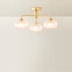 image 4 of ValueLights Amaia Gold IP44 3 Way Clear Ribbed Glass Ceiling Light & Bulbs | Gold