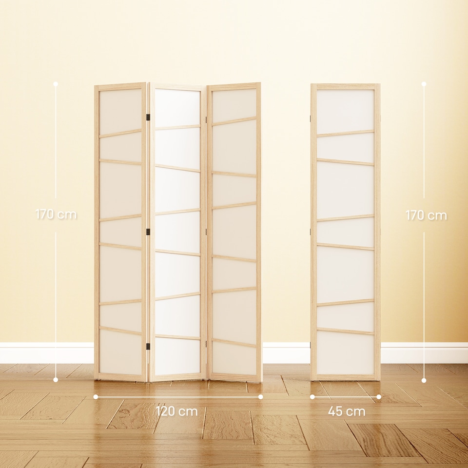 image 1 of HOMCOM Room Divider, Screen Protector with Frame, Natural Wood Finish