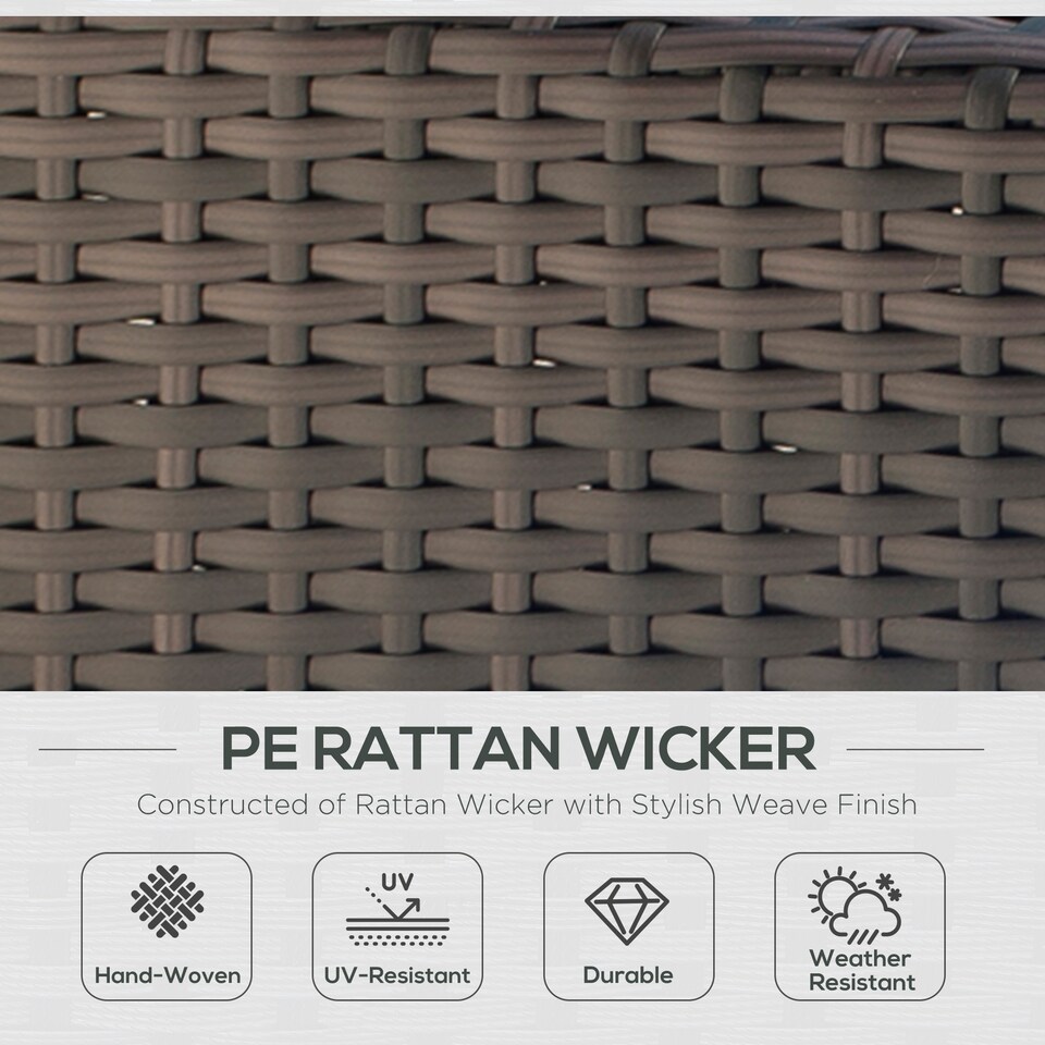 image 1 of Outsunny Rattan Sofa, 2 Seater Garden Furniture with Soft Padded Cushion and Armrests, Wicker Garden Loveseat for Patio, Mixed Brown | Brown | Two Seater