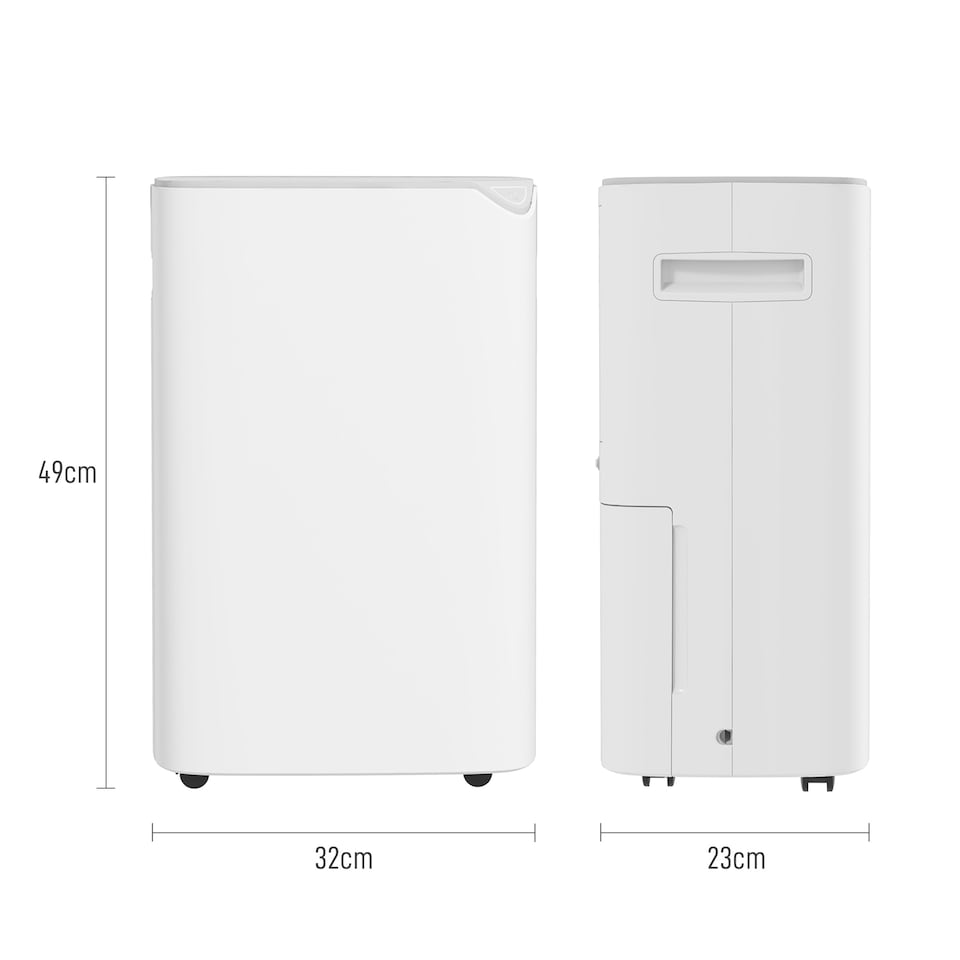 image 1 of HOMCOM 20LDay Dehumidifier with Continuous Drainage, 2.5L Water Tank, 24H Timer, Digital Humidity Display, Dehumidifier for Home Damp, Bedroom, Condensation, Mould, Laundry Drying