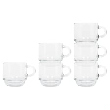 LAV Cozy Stacking Glass Espresso Cups - 90ml - Pack of 6 Clear