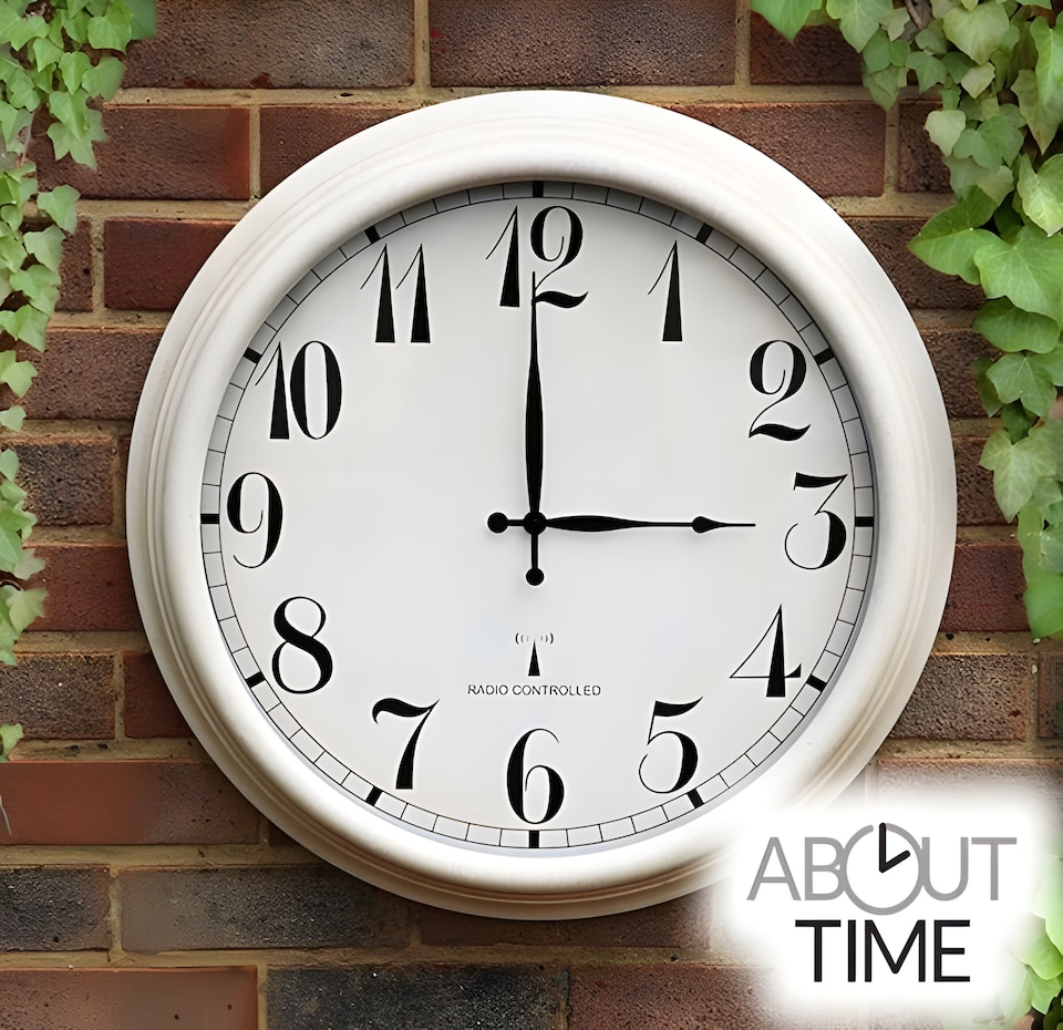 image 1 of Outdoor Garden Clock Antique White Perfect Time Radio Controlled 57.5 cm