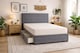 image 2 of Divan Bed Set Headboard and Footboard with Mattress 4ft6 Double Grey Suede Storage 2 Drawers Left Side Laying in Bed