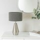 image 1 of ValueLights Jax Silver Metal Touch Dimmer Table Lamp with Charcoal Grey Boucle Shade