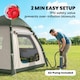 image 3 of Outsunny 3 Man Inflatable Camping Tent w/ 3000mm Waterproof Rainfly | Brown | Beige | 220 x 220 x 200 cm
