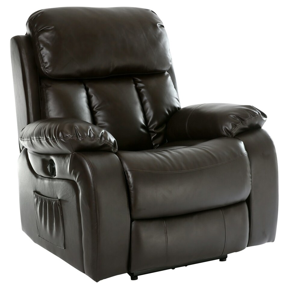 image 1 of Chester Electric Bonded Leather Automatic Recliner Heat & Massage Chair (Brown)