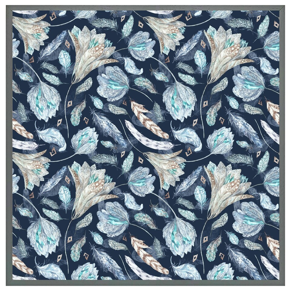 image 1 of Boho chic indigo pattern (Picture Frame) Brown | XS