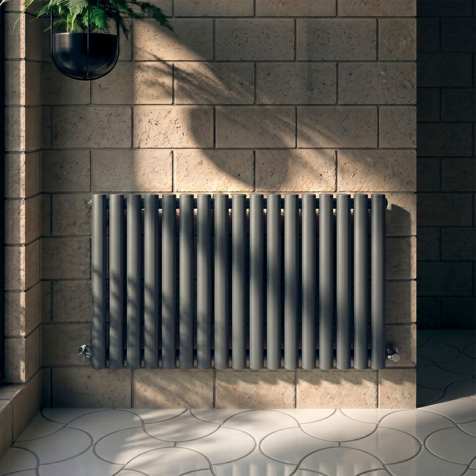 image 1 of Balterley Embrace Horizontal Double Panel Radiator | Grey | Anthracite | 1