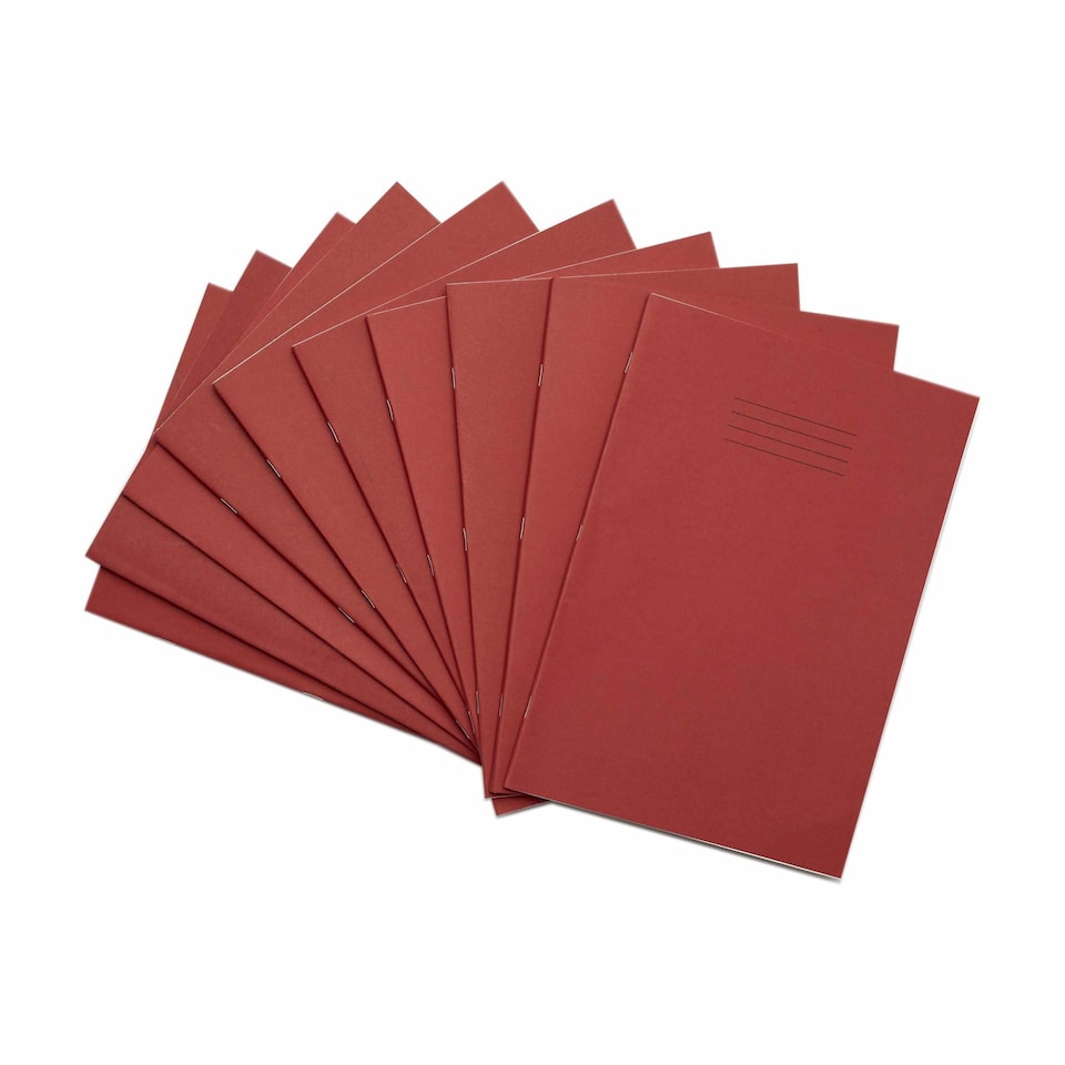 image 1 of Rhino 32 Page Blank & 15mm Lined Exercise Book Red 8 x 6.5 inches 10 Pack