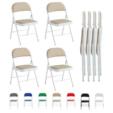 Set of 4 Folding Dining Chairs Metal Frame Padded Seats