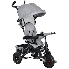 HOMCOM 6 in 1 Kids Trike, Stroller with Parent Handle, Grey