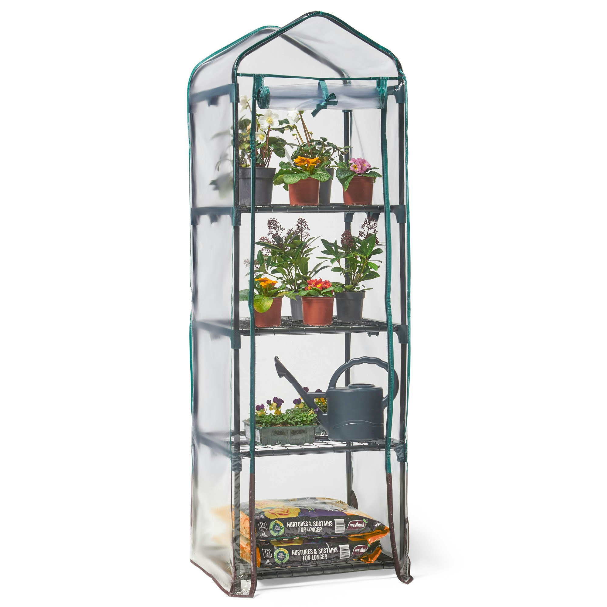 VonHaus 4 Tier Mini Greenhouse with Weatherproof PVC Cover