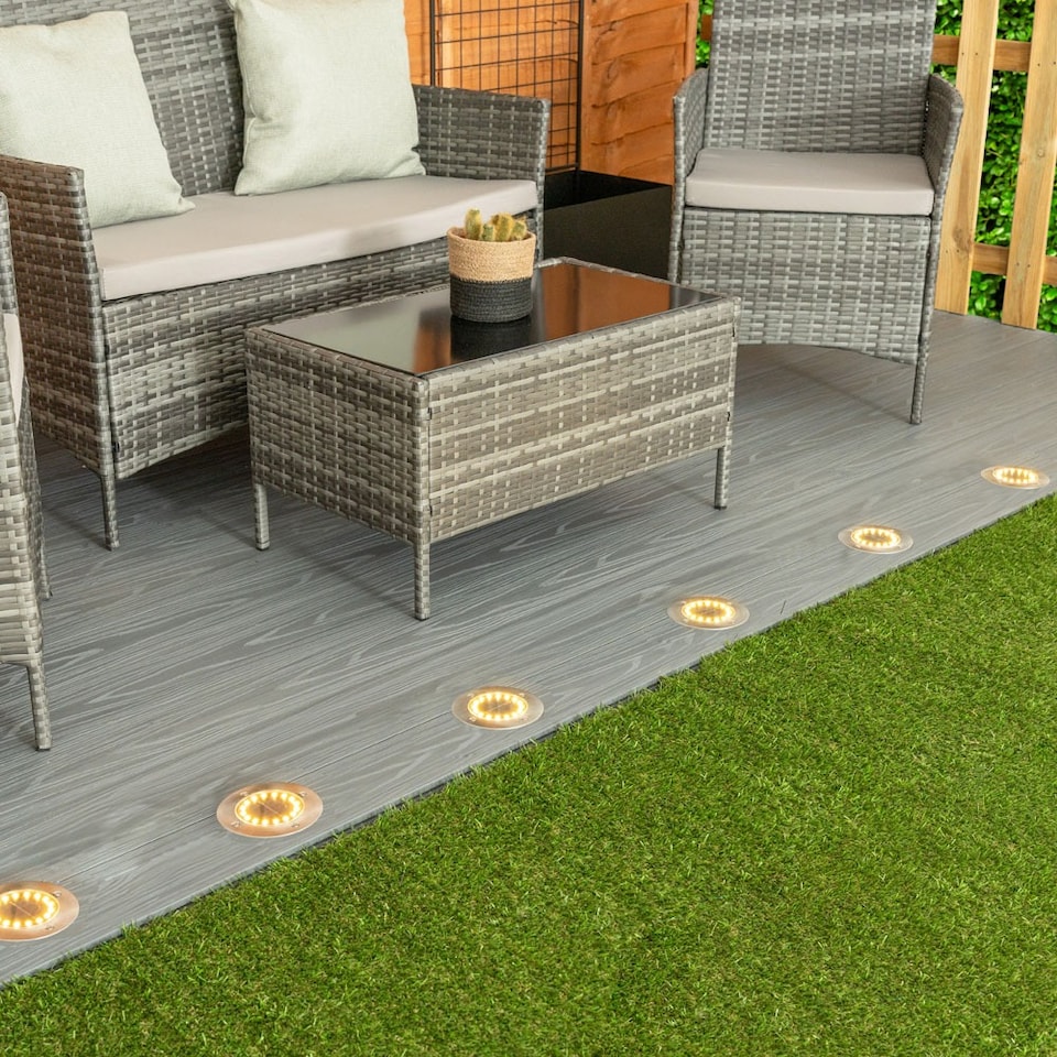 image 1 of ValueLights Set of 6 Warm White Outdoor Solar Decking Light