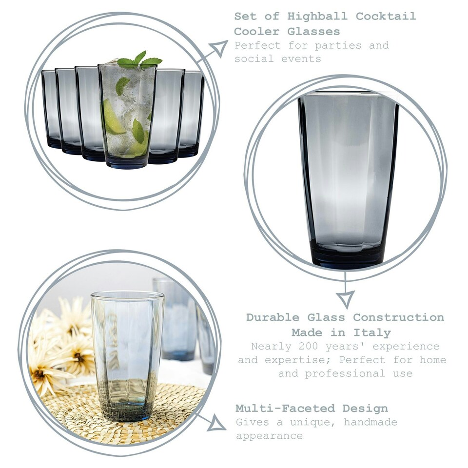 image 1 of Bormioli Rocco Pulsar Highball Glasses - 470ml - Blue - Pack of 6