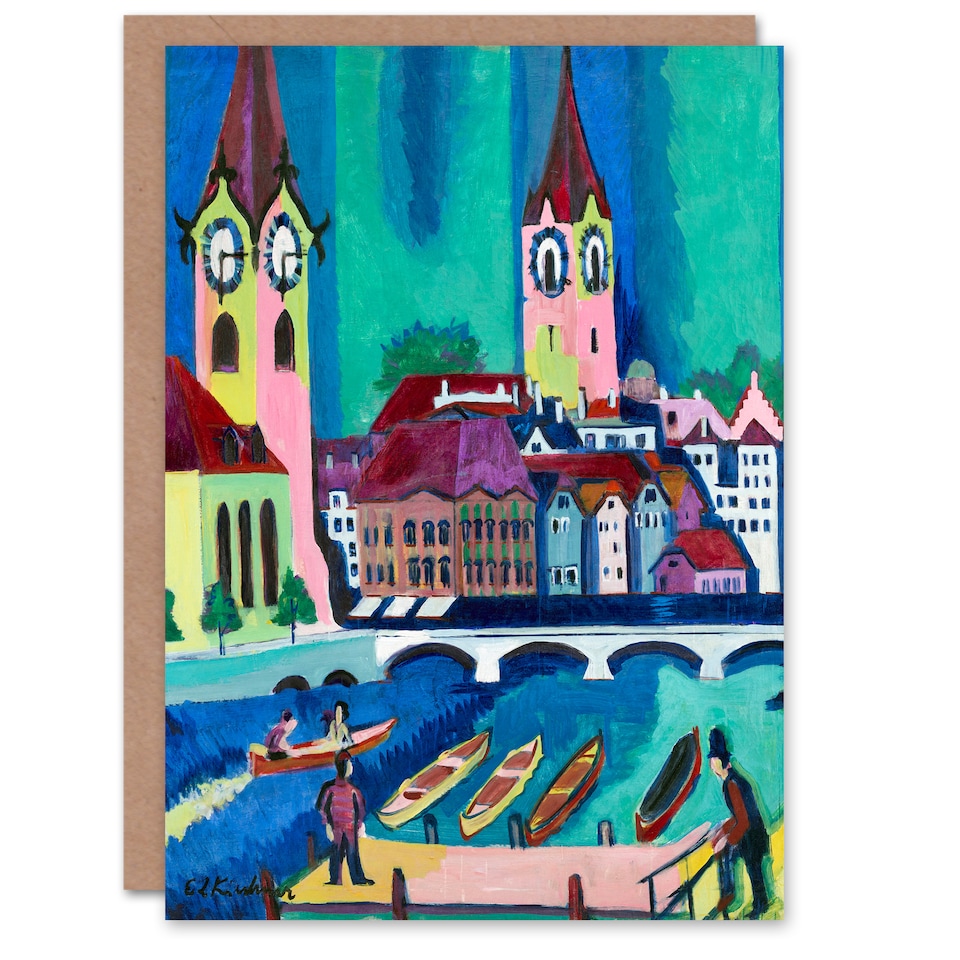 image 1 of Ernst Ludwig Kirchner Art Card Zurich Colourful Cityscape